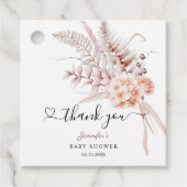 Baby in Bloom | Beige Spring Floral Baby Dusche Geschenkanhänger (Vorderseite)