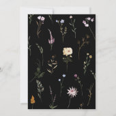 Baby in Bloom Black Wildblume Babydusche Einladung (Rückseite)