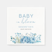 Baby In Bloom Blaue Blumige Baby Shower für Jungen Serviette (Vorderseite)