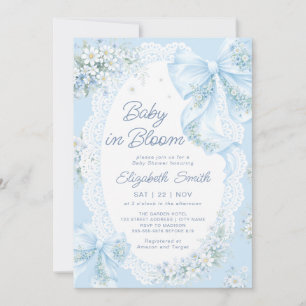Baby in Bloom Blaues Band Florales Jungen-Baby-Sho Einladung