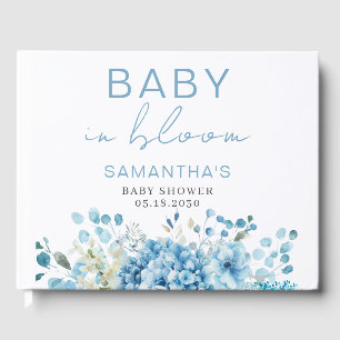 Baby in Bloom Blaues Florales Jungen-Baby-Party-Ei Gästebuch