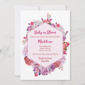 Baby in Bloom Bloral Wreath Girl Babydusche Einladung (Vorderseite)