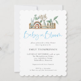 Baby in Bloom Blue Boho Toys Boy Dusche Einladung