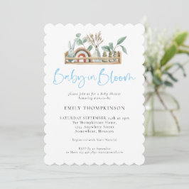 Baby in Bloom Blue Boho Toys Boy Dusche Einladung