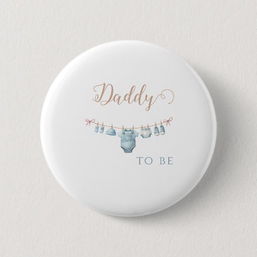 Baby in Bloom Blue Daddy zu Baby Dusche Button (Vorderseite)