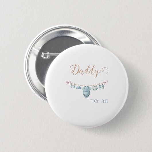 Baby in Bloom Blue Daddy zu Baby Dusche Button (Vorne & Hinten)