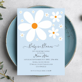 Baby in Bloom Blue Daisy Baby Dusche Einladung