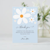 Baby in Bloom blue Daisy Baby Shower Einladung (Stehend Vorderseite)