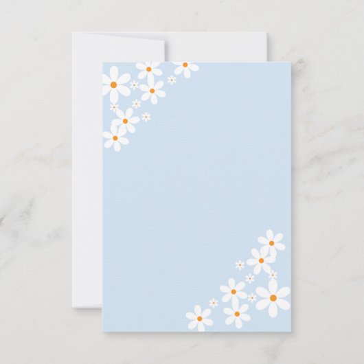 Baby in Bloom blue Daisy Baby Shower Einladung (Rückseite)