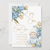 Baby in Bloom Blue Floral Baby Boy Einladung (Vorderseite)