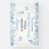 Baby in Bloom Blue Floral Baby Dusche Banner (Vertikal)
