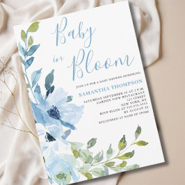 Baby in Bloom Blue Floral Baby Dusche Einladung