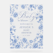 Baby in Bloom Blue Floral Baby Dusche Empfang Acrylschild (Vorderseite)