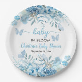 Baby in Bloom Blue Floral Baby Dusche Pappteller (Vorderseite)