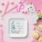 Baby in Bloom Blue Floral Baby Dusche Pappteller (Party)