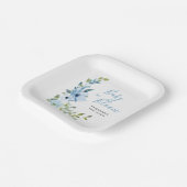 Baby in Bloom Blue Floral Baby Dusche Pappteller (Gewinkelt)