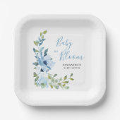 Baby in Bloom Blue Floral Baby Dusche Pappteller (Vorderseite)
