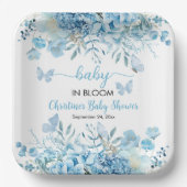Baby in Bloom Blue Floral Baby Dusche Pappteller (Vorderseite)