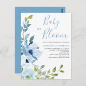 Baby in Bloom Blue Floral Baby Dusche Postkarte (Vorne/Hinten)