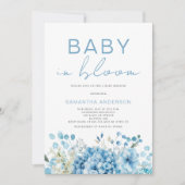 Baby in Bloom Blue Floral Boy Baby Dusche Einladung (Vorderseite)