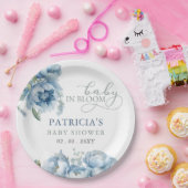 Baby in Bloom Blue Floral Boy Baby Dusche Pappteller (Party)