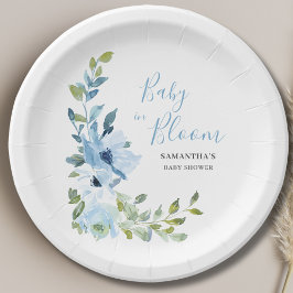Baby in Bloom Blue Floral Boy Baby Dusche Pappteller