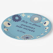 Baby in Bloom Blue Floral Boy Dusche Pappteller (Schrägansicht)