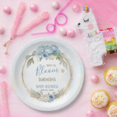 Baby in Bloom Blue Floral Elegante Baby Dusche Pappteller (Party)