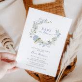 Baby in Bloom Blue Floral Wreath Baby Shower Einladung