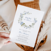 Baby in Bloom Blue Floral Wreath Baby Shower