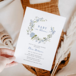 Baby in Bloom Blue Floral Wreath Baby Shower Einladung