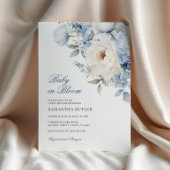 Baby in Bloom Blue Flowers Babydusche Einladung