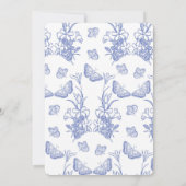 Baby in Bloom Blue Garden Chinoiserie Babydusche Einladung (Rückseite)