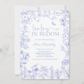 Baby in Bloom Blue Garden Chinoiserie Babydusche Einladung (Vorderseite)