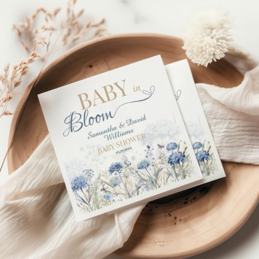Baby in Bloom Blue Meadow Wildflower Botanical Serviette