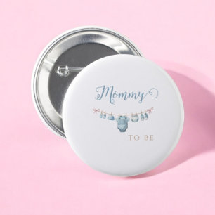 Baby in Bloom Blue Mommy zu Baby Dusche Button
