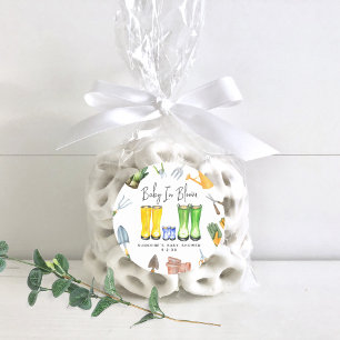 Baby in Bloom Blue Rain Boots Garden Baby Dusche Runder Aufkleber