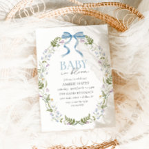 Baby in Bloom Blue Spring Floral Bow Baby Dusche