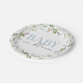 Baby in Bloom Blue Spring Floral Pappteller (Schrägansicht)