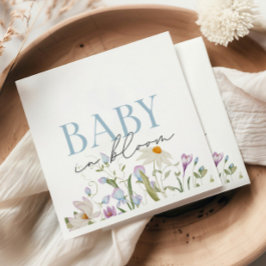 Baby in Bloom Blue Spring Floral Serviette