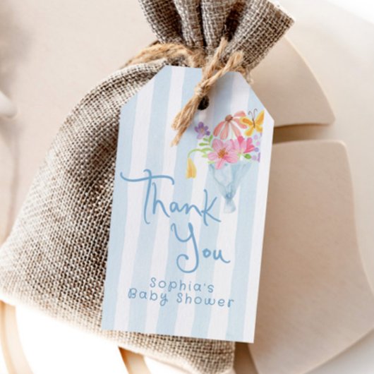 Baby in Bloom Blue Stripes Whimsical Tank Sie Geschenkanhänger