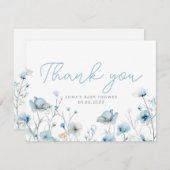 Baby in Bloom Blue Wildblume Kinderdusche Dankeskarte (Vorne/Hinten)
