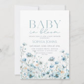 Baby in Bloom Blue Wildblume Kinderdusche Einladung (Vorderseite)