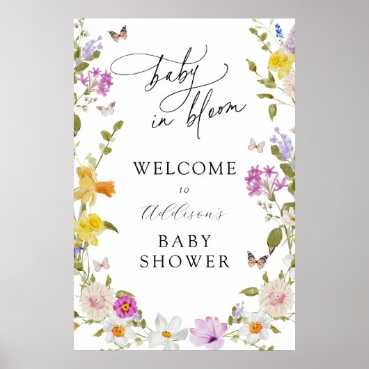 Baby in Bloom Blume Babydusche Begrüßungszeichen Poster (Vorne)