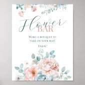 Baby in Bloom Blume Bar Dusty Blue Baby Dusche Poster (Vorne)