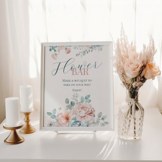 Baby in Bloom Blume Bar Dusty Blue Baby Dusche Poster