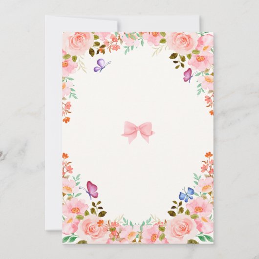Baby in Bloom Blume Butterfly Bow Baby Dusche Einladung (Rückseite)