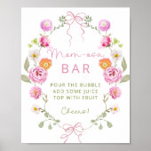 Baby in Bloom Blume Pink Bow Momosa Bar Poster (Vorne)