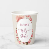 Baby in Bloom Blume Rose Rosa Kinderdusche Pappbecher (Rückseite)