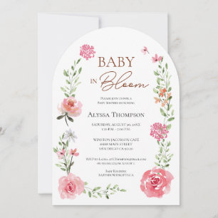 Baby in Bloom Blume Thema Babydusche Arch Einladung